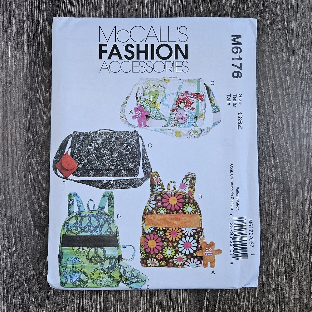 NEW McCall's M6176 Backpack/Bag/Case in 3 Sizes Pattern